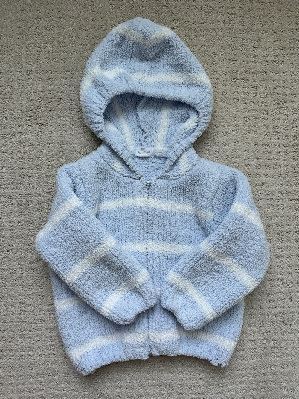 Angel Dear Light Blue & White Striped Hooded Zip Sweatshirt